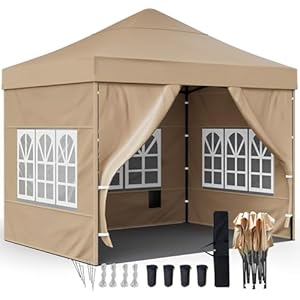 Duerté Waterdichte Easy-Up Pop-Up Partytent 3×3 | Opvouwbare Tuin Partytent met Dak, Zijwanden & Vloer en Opbergvakken | Outdoor Party & Evenement Shelter