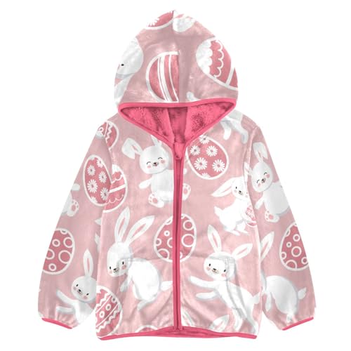 OTVEE Happy Easter Bunny Eggs Kids Hoodie Jacket Fall Spring Full Zip Warm Outwear Coat
