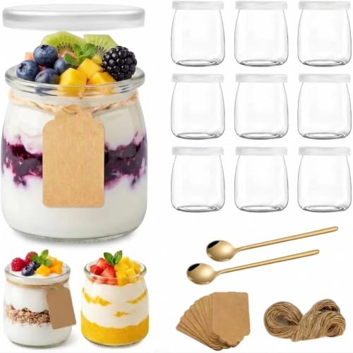 Vasetti Per Yogurt,Vasetti Vetro Piccoli,Bicchieri Yogurt 200 ml,12 Pezzi