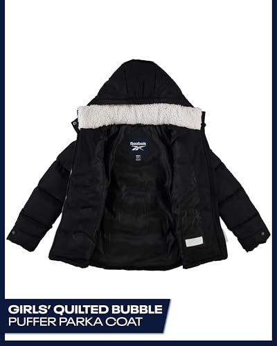 Reebok Girls Winter Coat - Heavyweight Quilted Girls Jacket Zip Up Weather Resistant Puffer Kids Winter Coat with Pockets2