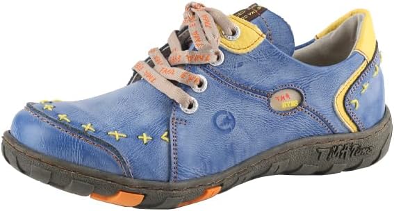 TMA EYES Women's Leather Soft Sole lace-up Fashion Shoes with Hand-Stitched Design