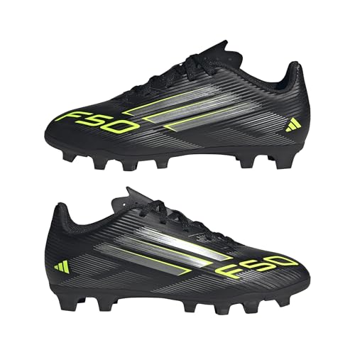 adidas Unisex niños F50 Club Firm Ground/Multi Ground Football Boots Kids, Core Black/Iron Metallic/Lucid Lemon, 31 1/2 EU - imagen 8