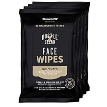 The Face Wipe by Hustle Clean - ShowerPill Collection - 100 Count - Dual-Textured Cleansing Cloth with Charcoal and Cucumber Formulation - 100 Face Wipes