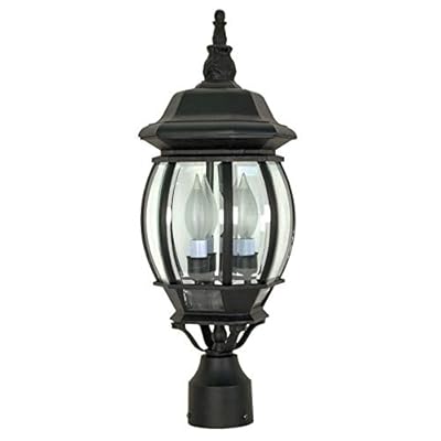 Ciata Outdoor Post Lights, Outdoor Lamp Post Light Pole Post Lantern Lamp Post Outdoor Lighting, Clear Glass, Black Finish. Voltage: 120, Wattage: 60, Clear Beveled Glass Panels.