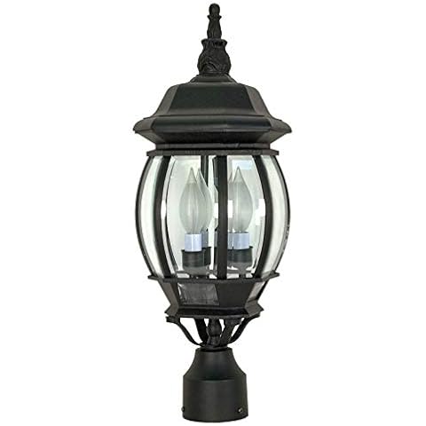 Ciata Outdoor Post Lights, Outdoor Lamp Post Light Pole Post Lantern Lamp Post Outdoor Lighting, Clear Glass, Black Finish. Voltage: 120, Wattage: 60, Clear Beveled Glass Panels. Cover