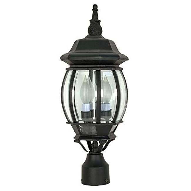 Ciata Outdoor Post Lights, Outdoor Lamp Post Light Pole Post Lantern Lamp Post Outdoor Lighting, Clear Glass, Black Finish. Voltage: 120, Wattage: 60, Clear Beveled Glass Panels.