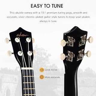 ADM Ukulele for Beginners Hawaiian Wood Ukelele Kit for Kids Adult Student Starter Professional Ukalelee Pack Bundle with Free Lessons Gig Bag Strap Nylon String Tuner (Black, 21 Inch) - Les Beatles, Paul McCartney, John Lennon, RIngo Starr, George Harrison ADM Ukulele for Beginners Hawaiian Wood Ukelele Kit for Kids Adult Student Starter Professional Ukalelee Pack Bundle with Free Lessons Gig Bag Strap Nylon String Tuner (Black, 21 Inch) – Image 5