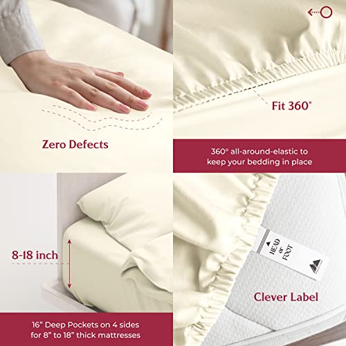 Mayfair Linen 800-Thread-Count Egyptian Quality 100% Cotton Sheets, Ivory Cal King Size Bed Sheet Set, Long Staple Cotton, Sateen Weave For Soft And Silky Feel, Fits Mattress Upto 16'' Deep Pocket #TOP5
