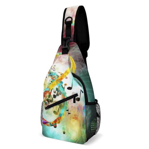 Morrales Sling Bag con diseño musical para senderismo