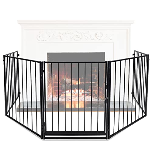 Sonnewelt Barrera de Seguridad para Niños y Mascotas a Protectora para Chimenea con Puerta, 304 cm,...