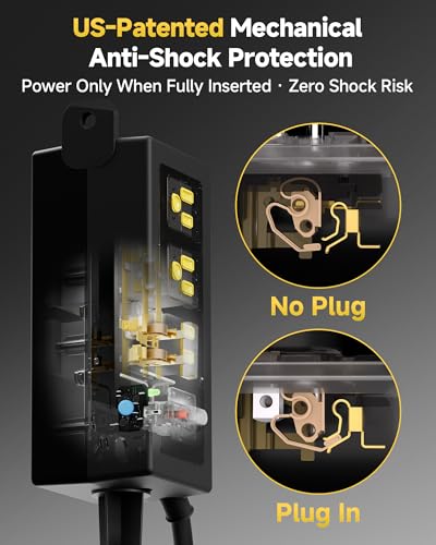 Image of Outdoor Power Strip, 6 Wide Outlets, 1875W /15A, 50FT 14AWG Heavy Duty SJTW Extension Cord with Surge Protector, All-Weather & IP66 Fully Waterproof, Ideal for Patio, Garden, Pool, RV, Black