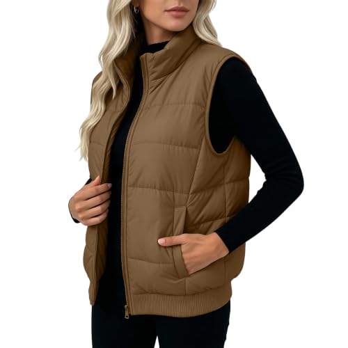 Women Quilted Puffer Vest Stand Collar Full Zip Winter Jacket 2026 - image 5