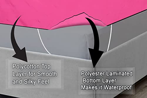 Image of The Furnishing Tree Mattress Protector /Waterproof Bedsheet Size WxL 60x75 Inches Queen Size Polyester Pink