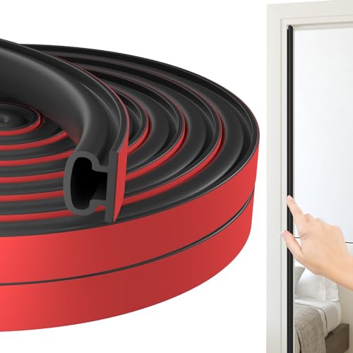 Jobon Draught Excluder for Doors - Weather Stripping Door Seal Strip Window Soundproofing Door Sealing Strip Rubber Self-Adhesive Draft Excluder Tape for Door Frame Window Insulation (7M Black)
