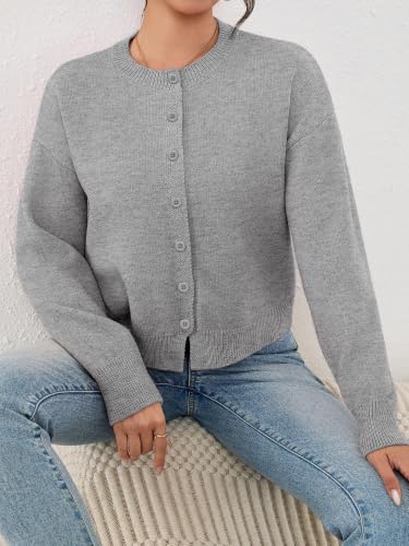 Image of Ibeauti Cropped Cardigan Sweaters for Women 2026 Trendy Spring Y2k Outfit Long Sleeve Button up Open Front Short Knit Sweater