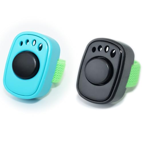 HoAoOo Pet Clicker for Dogs/Cats/Horses/Birds or Other Animals - Mini Finger Clickers for Training (Finger clickers Black+Blue)