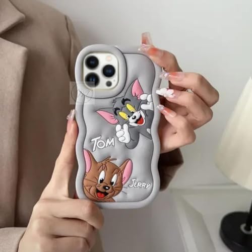 MIDOS Back Cover Compatible with iPhone 16 Pro Soft Silicone 3D Cute Cartoon Full Protective Case for iPhone 16 Pro (Grey)