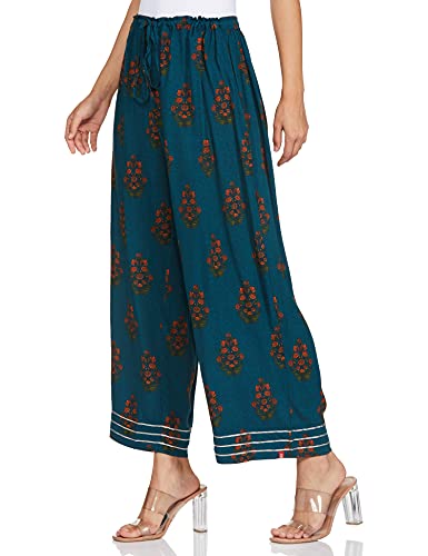 Image of BIBA Cotton Printed Straight Casual Palazzos