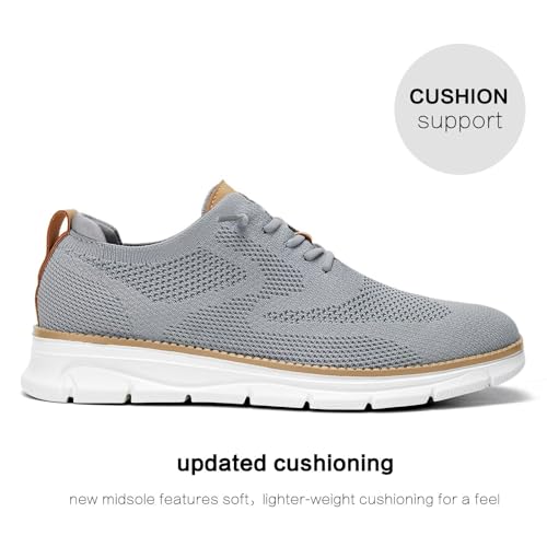 Image of Mens Casual Dress Shoes Fashion Mesh Oxfords Business Walking Work Sneakers Comfortable Lightweight Soft Sole Grey