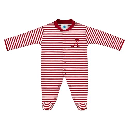 Creative Knitwear College Baby Striped Footed Romper - Team Logo, Multiple Colors, for Boys & Girls (0-9 Months)