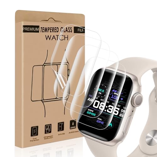 Cable Leader 4 Stück TPU Schutzfolie für Panzerglas für Apple Watch Series 7/8/9(45mm) Weiches TPU Displayfolie Kratzfest Sensitive Touch Blasenfrei HD Klarsicht Apple Watch 45mm Displayschutz