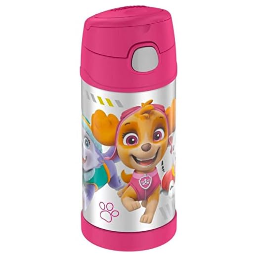 THERMOS FUNTAINER Garrafa de canudo infantil isolada a vácuo de aço inoxidável de 355 ml, Patrulha Canina