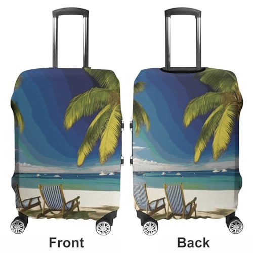 Beach Palm Tree Chairs Boats Luggage Cover Elastic Suitcase Protector Case Anti-Scratch Washable Baggage Covers Protector For Traveling, Aircraft Consignment S3