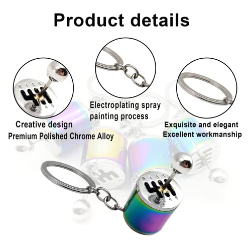 Image of stymart Shifter Gear Keychain, 6 Speed Gear Box Shifter Keychain Key chain Ring, Mini Car Gear Shift Stick Knob Keyring, Car Key Fob Keychain Accessories(Colorful)