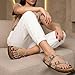 CUSHIONAIRE Luna Crossover Toe Strap Womens Sandals – Cork Footbed Slides with Adjustable Straps, Summer Sandals for Women 2025, STONE 7