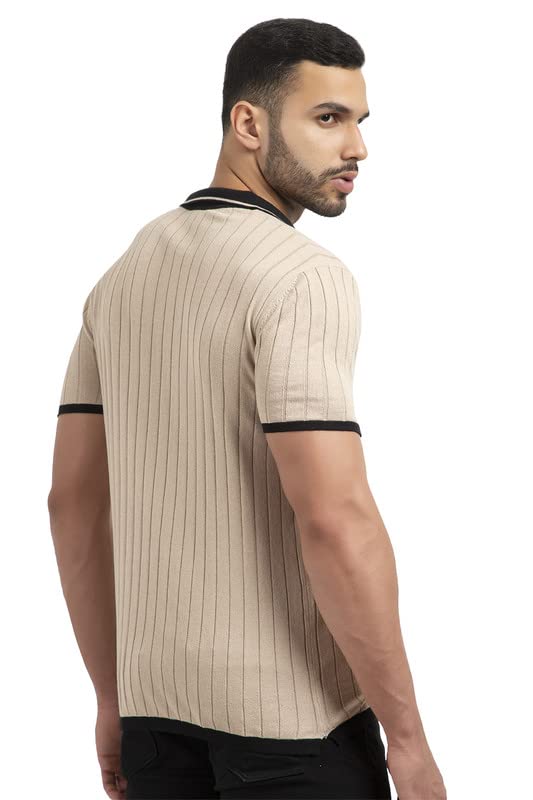 Image of Armisto Men's 100% Cotton Fancy Party Polo T-Shirt /Neutral Colour