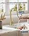 FORIOUS Gold Kitchen Faucet with Pull Down Sprayer, Classic High Arc Stainless Steel Faucet for Kitchen Sink, Single Handle for 1 or 3 Hole Decks for RV Bar Farmhouse Laundry Camper