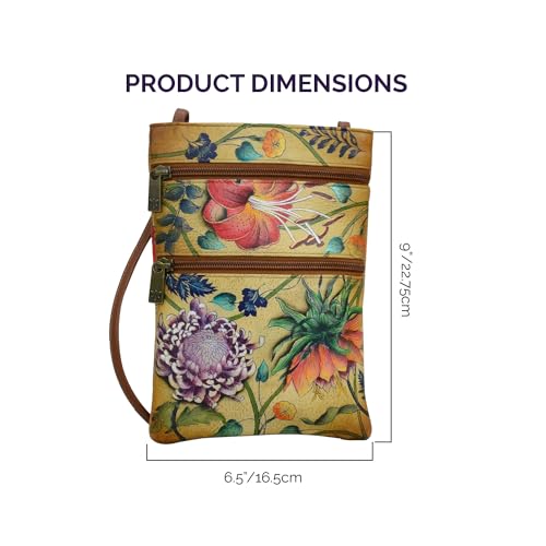 Image of Anuschka Women's Leather Crossbody Bag - Hand-Painted Genuine Leather Handbag with Pockets for Everyday Use - 448