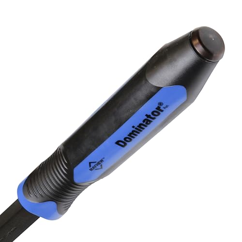 Image of Mayhew Tools 14120BL Dominator Pro Pry Bar, Blue, 58 inch Curved | Fully Heat-Treated Steel, Strikeable Cap & Shock-Absorbing Ergonomic Handle