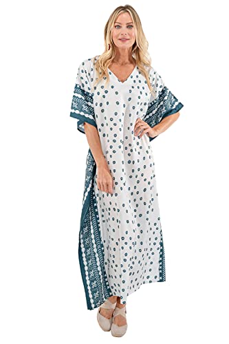 Image of Miss Lavish London Short Caftan Beach Dress, Plus Size African Kaftan, Womens Resort Wear