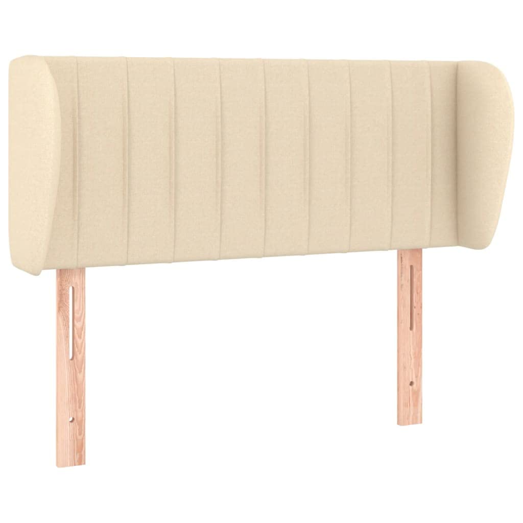 Cabecero de cama con orejas, color crema, 93 x 23 x (78/88) cm, altura ajustable, patas de madera, para dormitorio, apartamento, funda transpirable, cabecero tapizado moderno