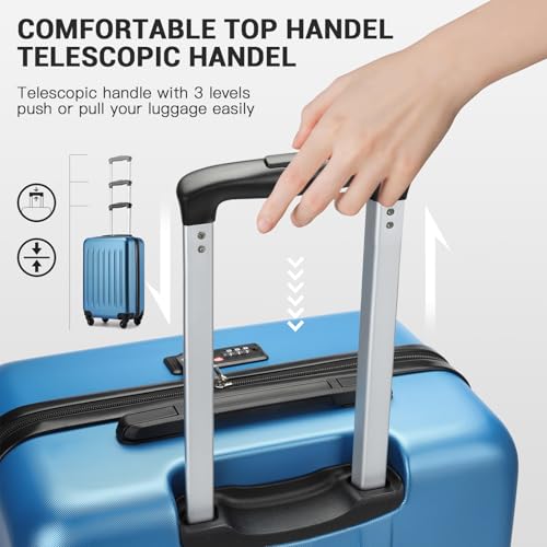 Kono 20-Inch Small Hardside Carry-on Suitcase with Spinner Wheels, Lightweight Rolling Cabin Suitcase for Airplane Travel (Navy, for 1-3 Days of Travel)4