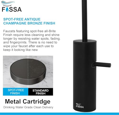 Image of Fossa Opera J Bend RO Tap Kitchen Water Filter Faucet | 100% Lead-Free Drinking Water Faucet | Stainless Steel | 360 Swivel Spout | Brushed Nickel Black Finish | Rust-Free Healthy Water Filter Tap