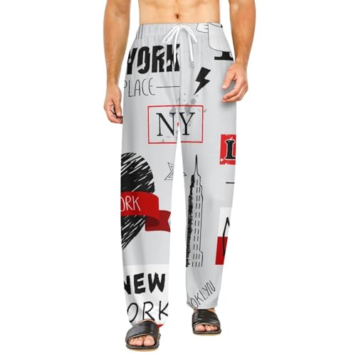Bas de pyjama femme New York long pantalon de nuit en taille S avec poches