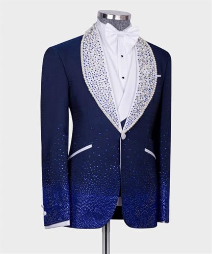 Men's Luxury Tuxedo with RoyalBlue Stone Shawl Lapel One Button Dinner Blazer for Prom Party Wedding4