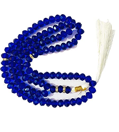 Image of Diamond Cut Crystal Tasbeeh of 101 Beads Tasbih Misbah Musabah for Salaat Prayer Crystal 100 Beads Tasbeeh /Tasbih Dimond Cut [Import Quality],Blue