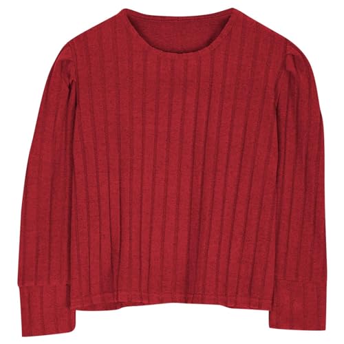 Girls Puff Sleeve Sweater Soft Knit Pullover Blouse, Long Sleeve Round Neck Tunic Tops, Lightweight Elegant Kids Clothes2