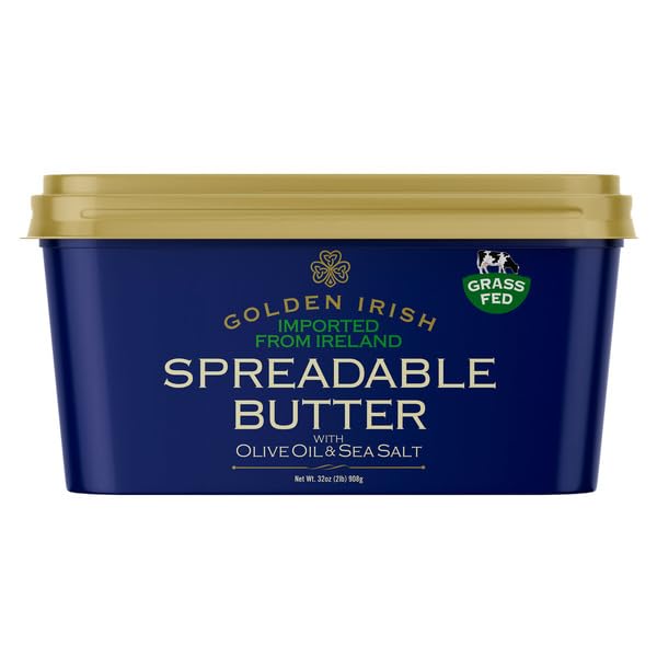 Spreadable Butter Tub, 32 oz, Non GMO Verified; Olive Oil & Sea Salt; Product of Ireland, Butter, olive oil, water, sea salt. Contains: milk