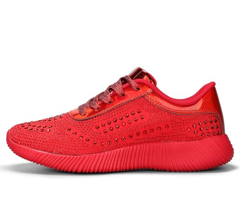 Image of BELOS Women's Glitter Shoes Sparkly Lightweight Metallic Sequins Tennis Shoes Casual Retro Braided Walking Shoes