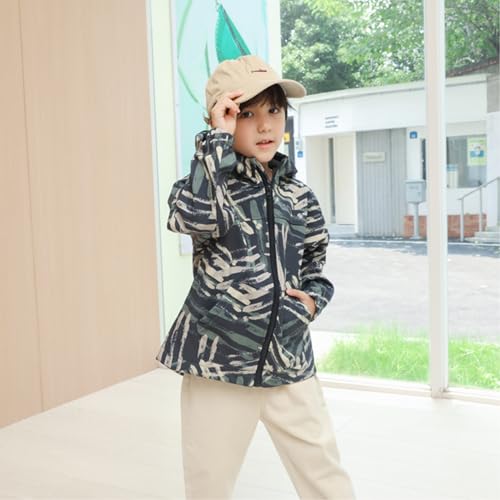 LittleSpring Neutral Boys Girls Zip Up Camouflage Hooded Jackets Warm Fleece Lined3