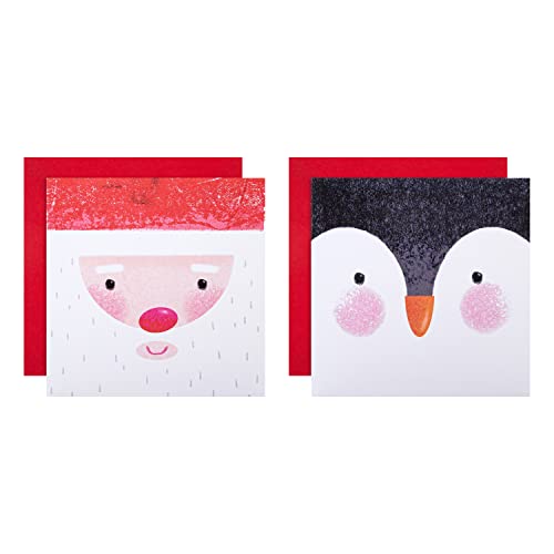 Hallmark Charity Christmas Cards, Cute Santa and Penguin Designs, Pack of 16, 25572296, Santa and Penguin Card Pack