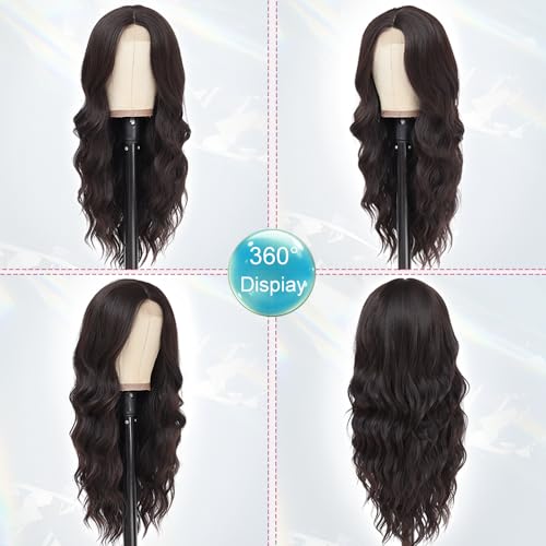 Long Brown Wig for Women 26Inch Wavy Curly Dark Brown Hair Wigs Synthetic Hair Replacement Wig Heat Resistant Hair Wig for Daily Party Use Halloween Costume Wig(26'' Dark Brown) - Image 6