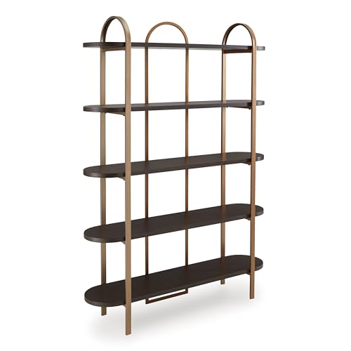 Signature Design by Ashley Brentmour 72" H Bookcase, Metallic & Dark Brown