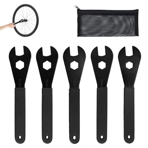 Starward 5 Stück Pedalschlüssel, Fahrradwerkzeug Konusschlüssel, 13/14/15/16/17 mm Ringschlüssel Set, Konusschlüssel Fahrrad für Fahrrad Kohlenstoffstahl Kegel Schraubenschlüssel Nabe Achse