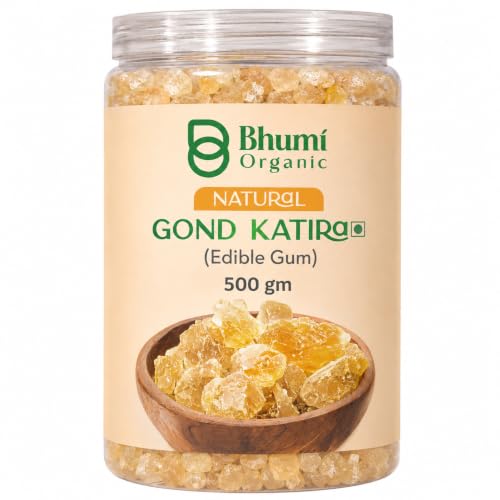 Image of Bhumi Organic Gond Katira (Tragacanth Gum), 500 GM | Natural Edible Gum for Summer Drinks, Body Cooling Ayurvedic Superfood, Gluten-Free