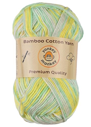 Image of 10-Pack of Yonkey Monkey 500 Grams Yarn - 70% Rayon derived from Bamboo, 30% Cotton - Imported - Green Yellow 9049